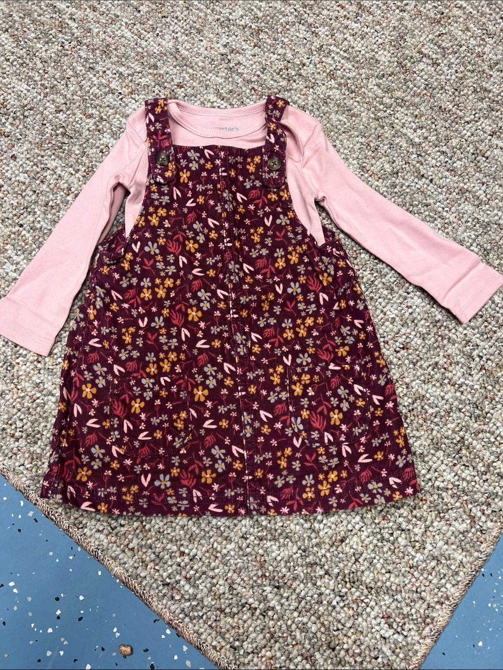 Corduroy dress with long sleeve onesie